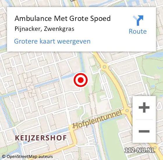 Locatie op kaart van de 112 melding: Ambulance Met Grote Spoed Naar Pijnacker, Zwenkgras op 18 januari 2024 03:21