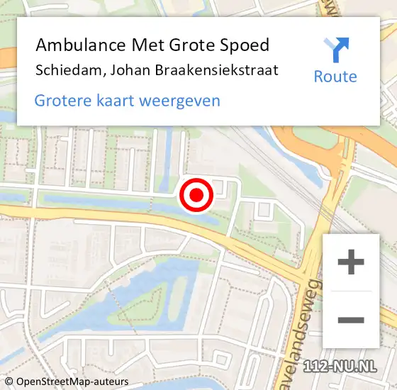 Locatie op kaart van de 112 melding: Ambulance Met Grote Spoed Naar Schiedam, Johan Braakensiekstraat op 18 januari 2024 03:50