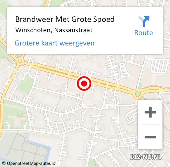 Locatie op kaart van de 112 melding: Brandweer Met Grote Spoed Naar Winschoten, Nassaustraat op 18 januari 2024 05:53