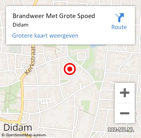 Locatie op kaart van de 112 melding: Brandweer Met Grote Spoed Naar Didam op 18 januari 2024 06:35