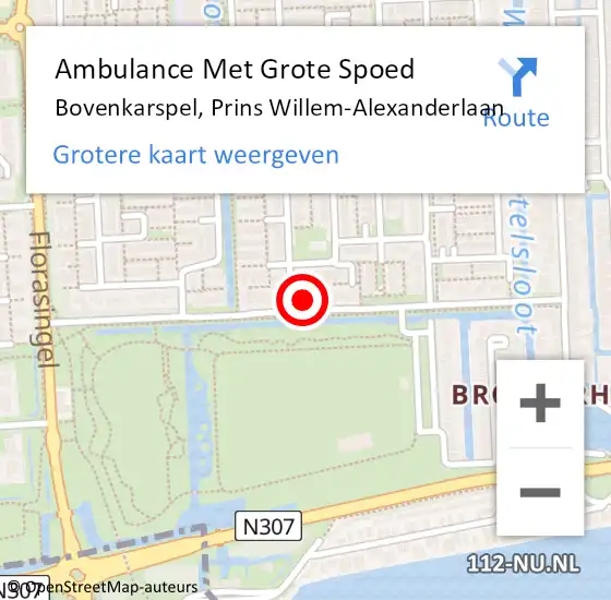 Locatie op kaart van de 112 melding: Ambulance Met Grote Spoed Naar Bovenkarspel, Prins Willem-Alexanderlaan op 18 januari 2024 07:00