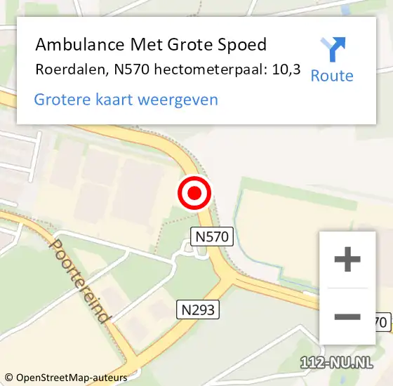Locatie op kaart van de 112 melding: Ambulance Met Grote Spoed Naar Roerdalen, N570 hectometerpaal: 10,3 op 18 januari 2024 07:00