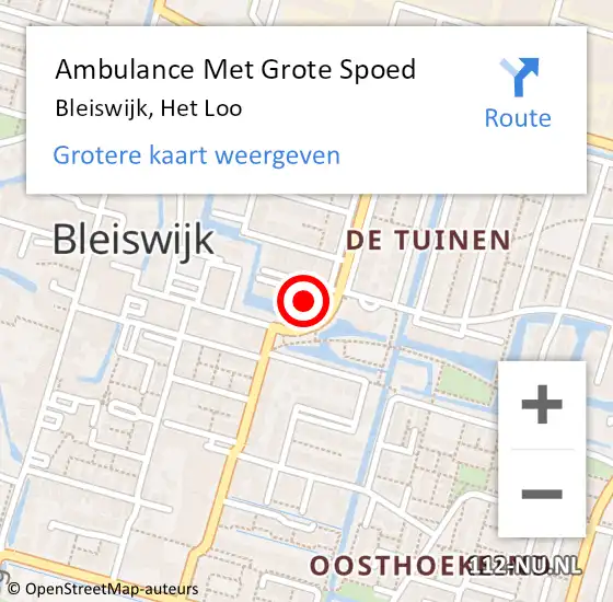 Locatie op kaart van de 112 melding: Ambulance Met Grote Spoed Naar Bleiswijk, Het Loo op 18 januari 2024 07:08