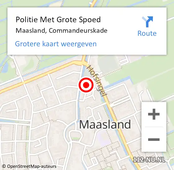 Locatie op kaart van de 112 melding: Politie Met Grote Spoed Naar Maasland, Commandeurskade op 18 januari 2024 07:23