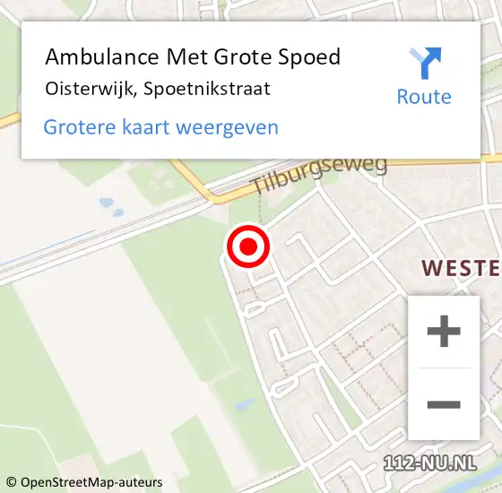 Locatie op kaart van de 112 melding: Ambulance Met Grote Spoed Naar Oisterwijk, Spoetnikstraat op 22 september 2014 15:26