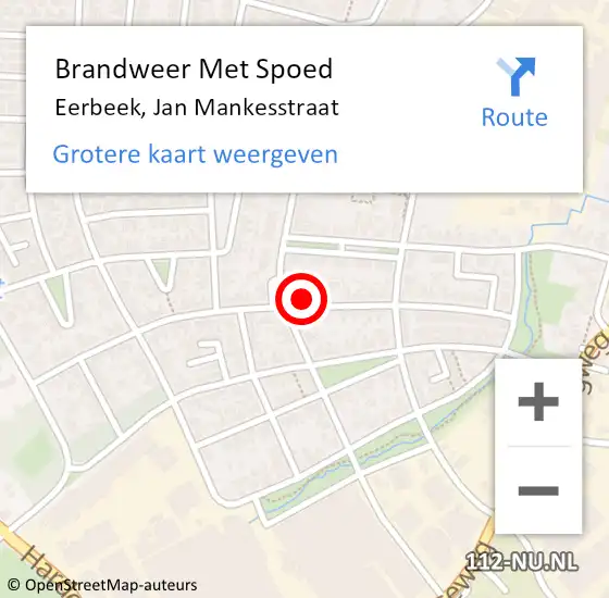 Locatie op kaart van de 112 melding: Brandweer Met Spoed Naar Eerbeek, Jan Mankesstraat op 18 januari 2024 07:44