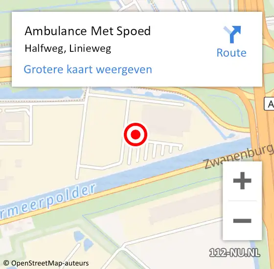 Locatie op kaart van de 112 melding: Ambulance Met Spoed Naar Halfweg, Linieweg op 18 januari 2024 07:46