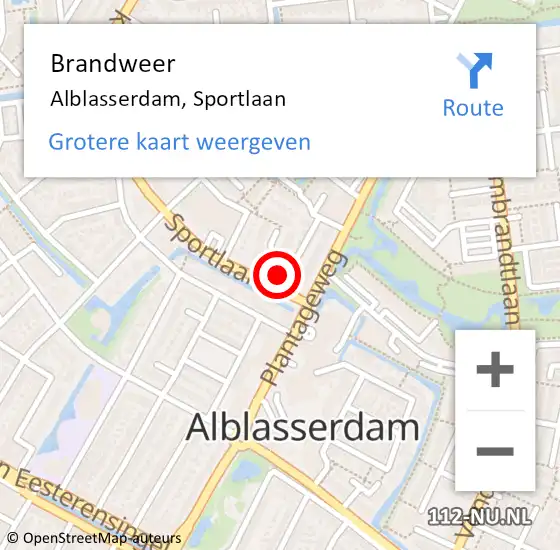 Locatie op kaart van de 112 melding: Brandweer Alblasserdam, Sportlaan op 18 januari 2024 07:53