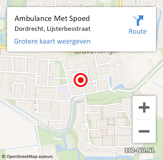 Locatie op kaart van de 112 melding: Ambulance Met Spoed Naar Dordrecht, Lijsterbesstraat op 18 januari 2024 07:54