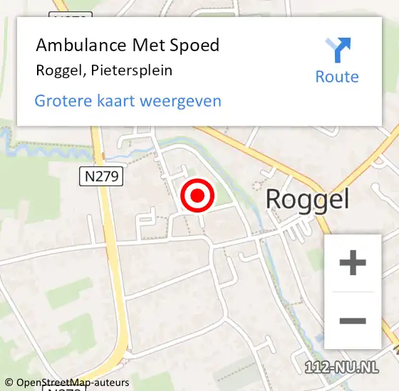 Locatie op kaart van de 112 melding: Ambulance Met Spoed Naar Roggel, Pietersplein op 22 september 2014 15:30