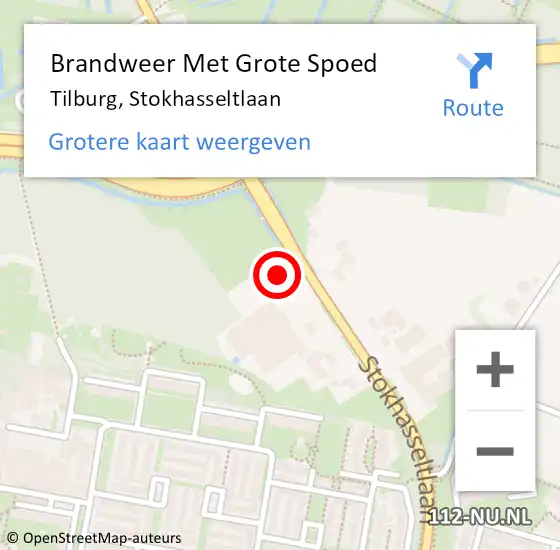 Locatie op kaart van de 112 melding: Brandweer Met Grote Spoed Naar Tilburg, Stokhasseltlaan op 18 januari 2024 08:06