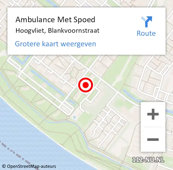 Locatie op kaart van de 112 melding: Ambulance Met Spoed Naar Hoogvliet, Blankvoornstraat op 18 januari 2024 08:16