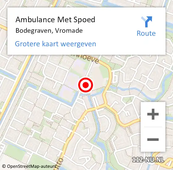 Locatie op kaart van de 112 melding: Ambulance Met Spoed Naar Bodegraven, Vromade op 18 januari 2024 08:24