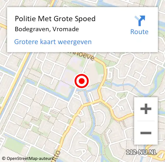 Locatie op kaart van de 112 melding: Politie Met Grote Spoed Naar Bodegraven, Vromade op 18 januari 2024 08:24