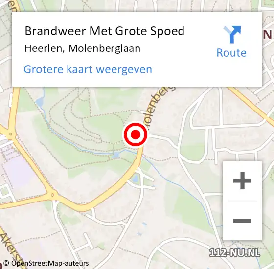 Locatie op kaart van de 112 melding: Brandweer Met Grote Spoed Naar Heerlen, Molenberglaan op 18 januari 2024 09:12