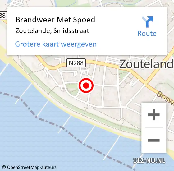 Locatie op kaart van de 112 melding: Brandweer Met Spoed Naar Zoutelande, Smidsstraat op 18 januari 2024 09:16