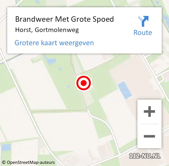 Locatie op kaart van de 112 melding: Brandweer Met Grote Spoed Naar Horst, Gortmolenweg op 18 januari 2024 09:22