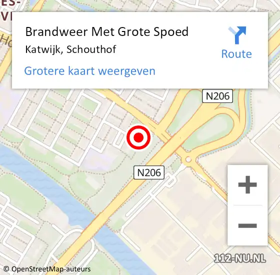 Locatie op kaart van de 112 melding: Brandweer Met Grote Spoed Naar Katwijk, Schouthof op 18 januari 2024 09:23