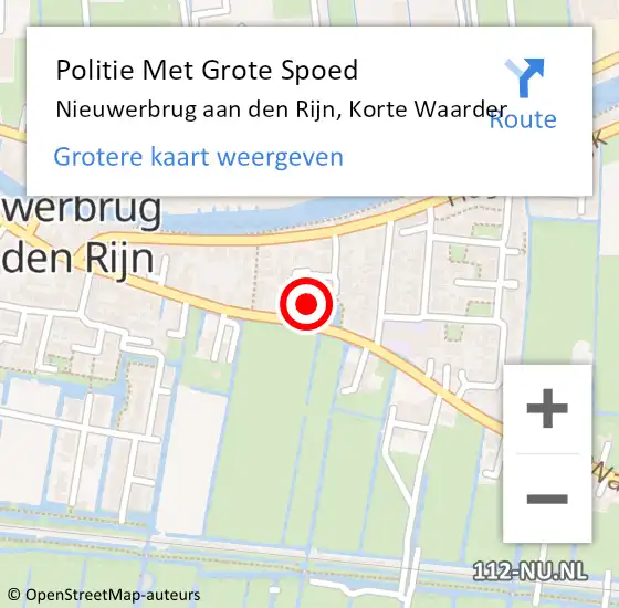 Locatie op kaart van de 112 melding: Politie Met Grote Spoed Naar Nieuwerbrug aan den Rijn, Korte Waarder op 18 januari 2024 09:25