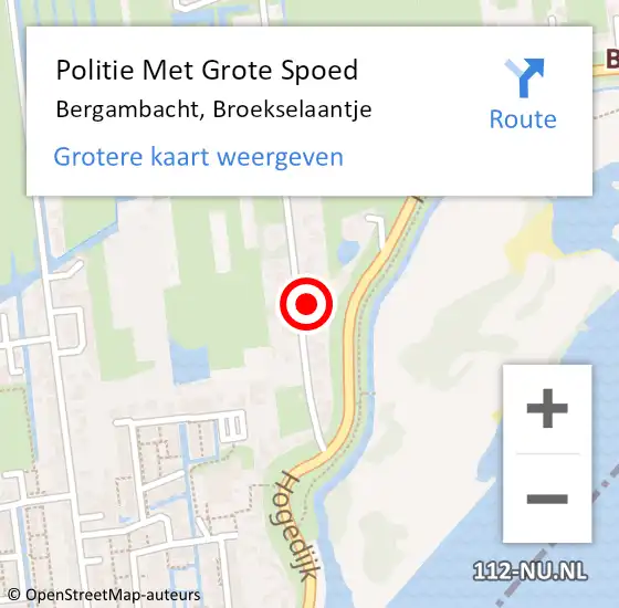 Locatie op kaart van de 112 melding: Politie Met Grote Spoed Naar Bergambacht, Broekselaantje op 18 januari 2024 09:42