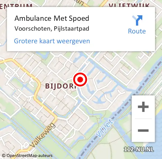 Locatie op kaart van de 112 melding: Ambulance Met Spoed Naar Voorschoten, Pijlstaartpad op 18 januari 2024 09:50