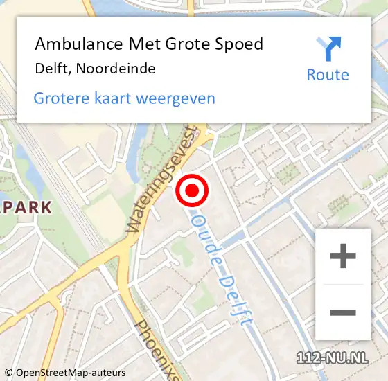 Locatie op kaart van de 112 melding: Ambulance Met Grote Spoed Naar Delft, Noordeinde op 18 januari 2024 09:54