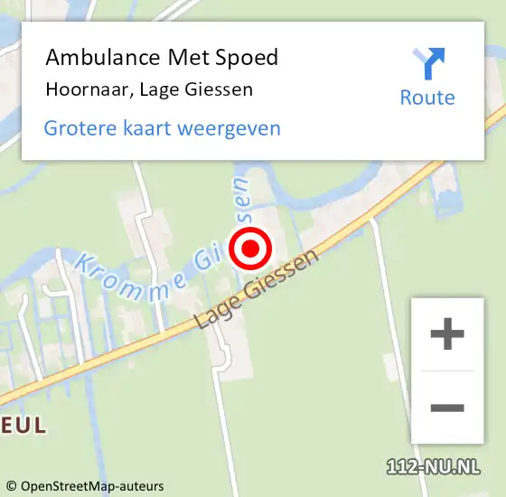 Locatie op kaart van de 112 melding: Ambulance Met Spoed Naar Hoornaar, Lage Giessen op 18 januari 2024 09:59