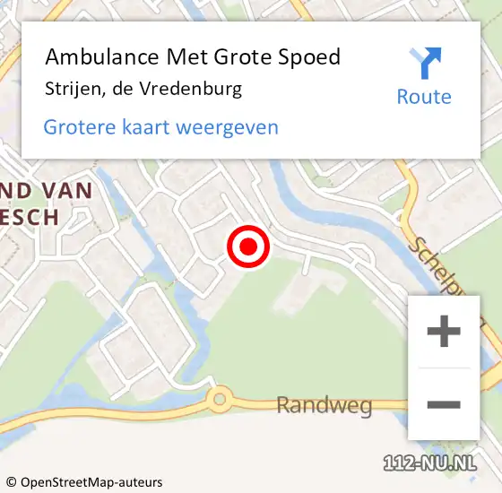 Locatie op kaart van de 112 melding: Ambulance Met Grote Spoed Naar Strijen, de Vredenburg op 18 januari 2024 10:03