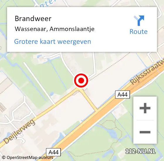 Locatie op kaart van de 112 melding: Brandweer Wassenaar, Ammonslaantje op 18 januari 2024 10:07