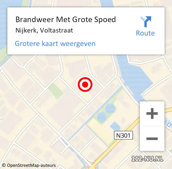 Locatie op kaart van de 112 melding: Brandweer Met Grote Spoed Naar Nijkerk, Voltastraat op 18 januari 2024 10:23