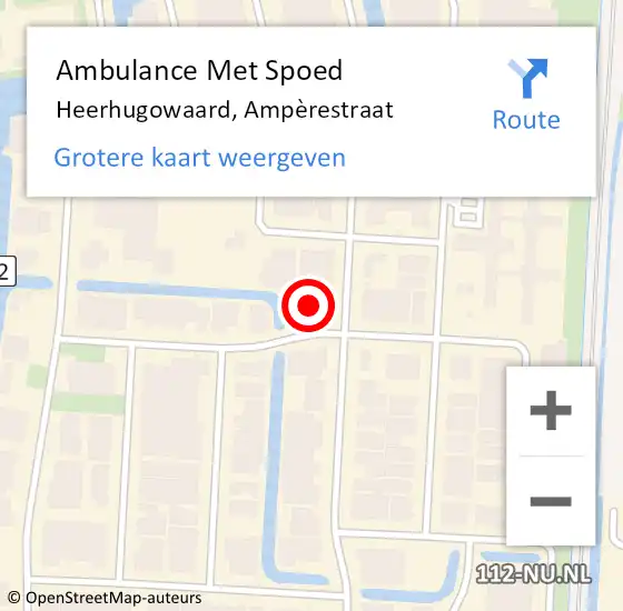 Locatie op kaart van de 112 melding: Ambulance Met Spoed Naar Heerhugowaard, Ampèrestraat op 18 januari 2024 10:41