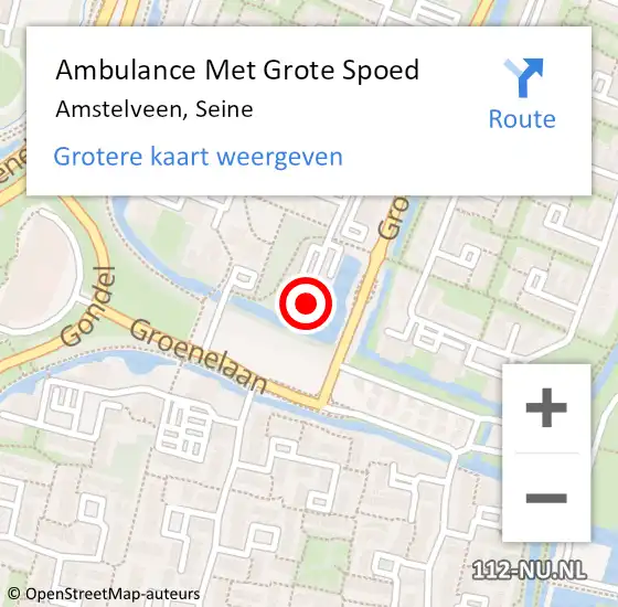 Locatie op kaart van de 112 melding: Ambulance Met Grote Spoed Naar Amstelveen, Seine op 18 januari 2024 10:41