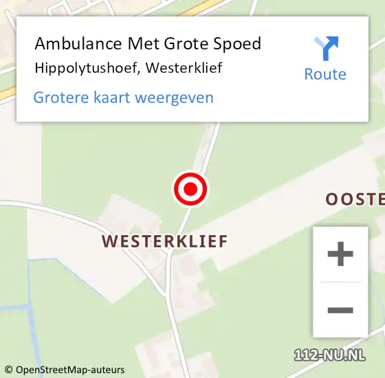 Locatie op kaart van de 112 melding: Ambulance Met Grote Spoed Naar Hippolytushoef, Westerklief op 18 januari 2024 10:48