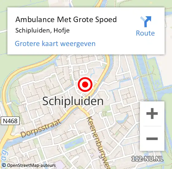 Locatie op kaart van de 112 melding: Ambulance Met Grote Spoed Naar Schipluiden, Hofje op 18 januari 2024 11:30