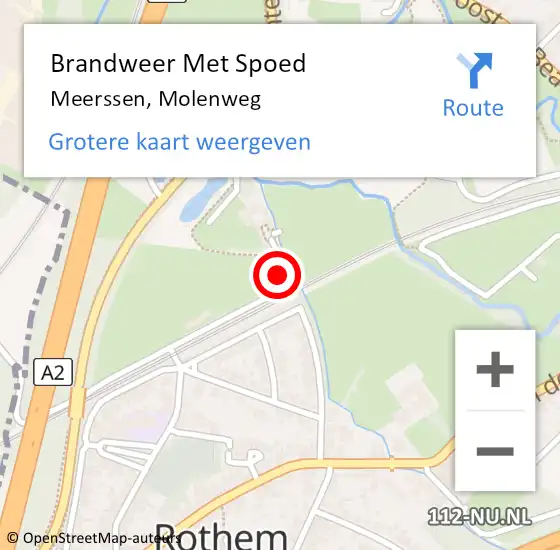 Locatie op kaart van de 112 melding: Brandweer Met Spoed Naar Meerssen, Molenweg op 18 januari 2024 11:33