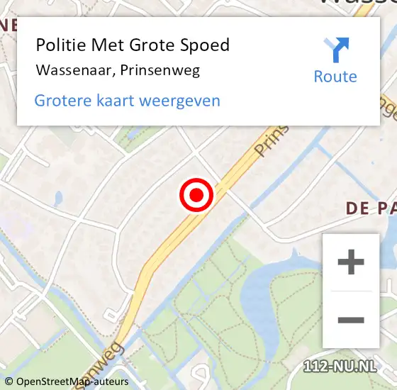 Locatie op kaart van de 112 melding: Politie Met Grote Spoed Naar Wassenaar, Prinsenweg op 18 januari 2024 11:58