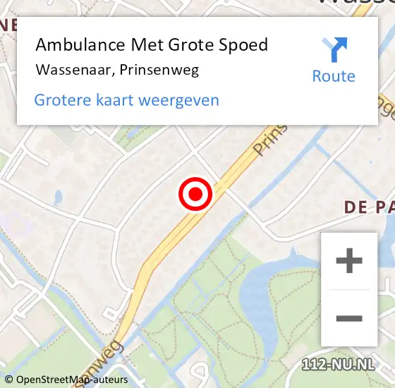 Locatie op kaart van de 112 melding: Ambulance Met Grote Spoed Naar Wassenaar, Prinsenweg op 18 januari 2024 11:58