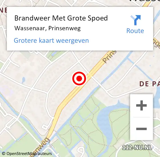 Locatie op kaart van de 112 melding: Brandweer Met Grote Spoed Naar Wassenaar, Prinsenweg op 18 januari 2024 12:00