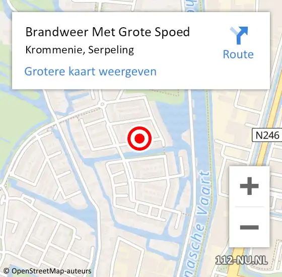 Locatie op kaart van de 112 melding: Brandweer Met Grote Spoed Naar Krommenie, Serpeling op 18 januari 2024 12:12