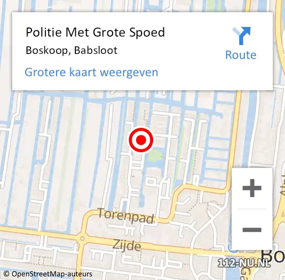 Locatie op kaart van de 112 melding: Politie Met Grote Spoed Naar Boskoop, Babsloot op 18 januari 2024 12:25