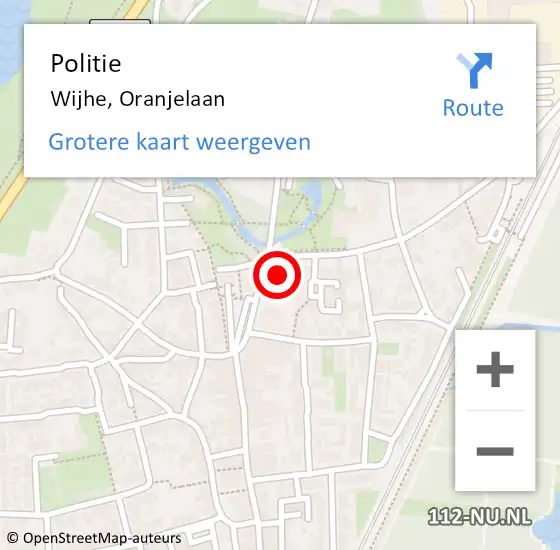 Locatie op kaart van de 112 melding: Politie Wijhe, Oranjelaan op 18 januari 2024 12:29