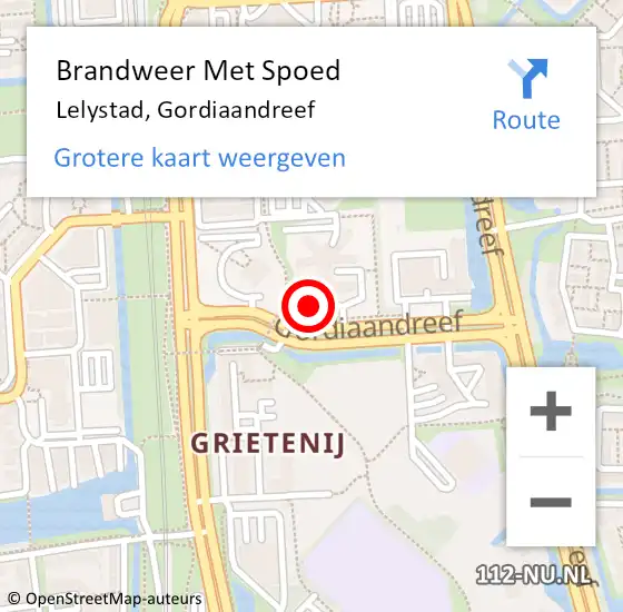 Locatie op kaart van de 112 melding: Brandweer Met Spoed Naar Lelystad, Gordiaandreef op 18 januari 2024 12:30