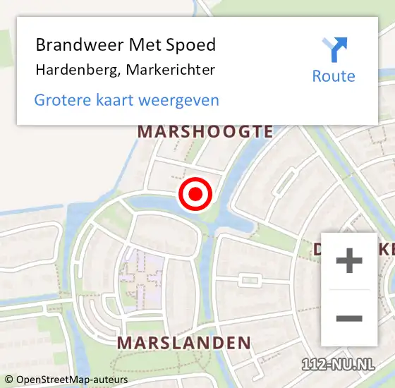 Locatie op kaart van de 112 melding: Brandweer Met Spoed Naar Hardenberg, Markerichter op 18 januari 2024 12:39