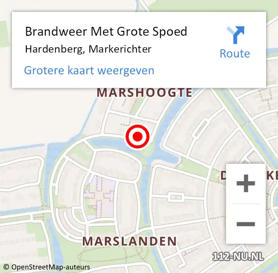 Locatie op kaart van de 112 melding: Brandweer Met Grote Spoed Naar Hardenberg, Markerichter op 18 januari 2024 12:41