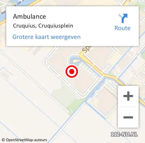 Locatie op kaart van de 112 melding: Ambulance Cruquius, Cruquiusplein op 18 januari 2024 12:50