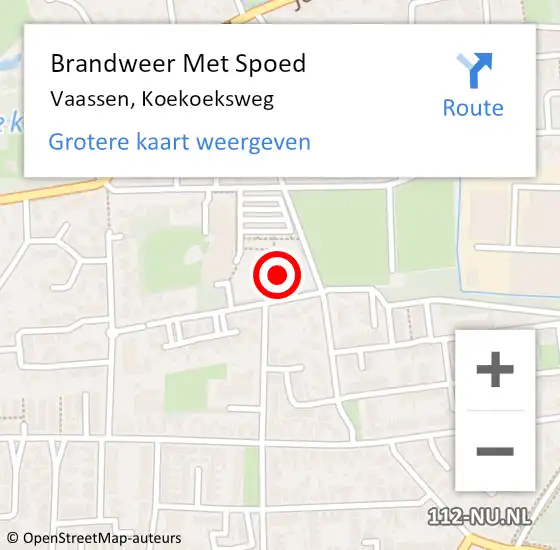 Locatie op kaart van de 112 melding: Brandweer Met Spoed Naar Vaassen, Koekoeksweg op 18 januari 2024 12:51
