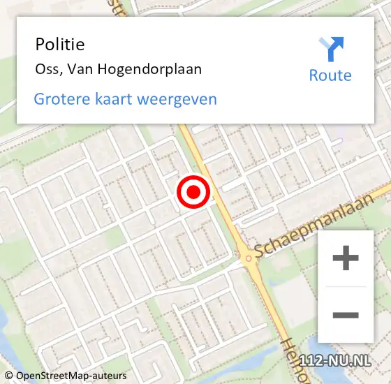 Locatie op kaart van de 112 melding: Politie Oss, Van Hogendorplaan op 18 januari 2024 12:52