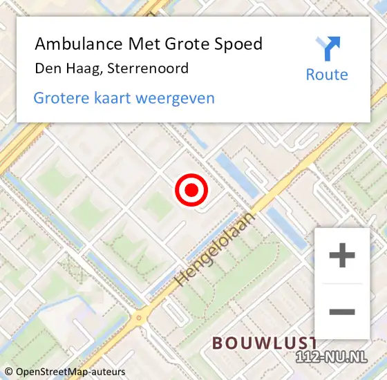 Locatie op kaart van de 112 melding: Ambulance Met Grote Spoed Naar Den Haag, Sterrenoord op 18 januari 2024 13:06