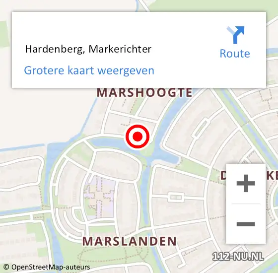 Locatie op kaart van de 112 melding:  Hardenberg, Markerichter op 18 januari 2024 13:18