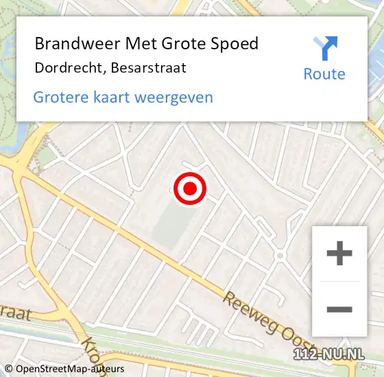 Locatie op kaart van de 112 melding: Brandweer Met Grote Spoed Naar Dordrecht, Besarstraat op 18 januari 2024 13:39